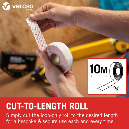 CP00051156 - VELCRO Brand White Stick on Tape - Loop Only - 20mm x 10m