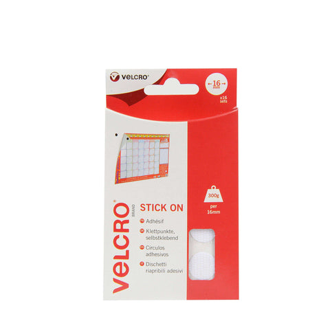 VELCRO Brand Hook and Loop Mini Dots 16mm White 15 Pack