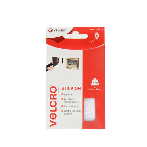 VELCRO® Brand Stick On Tape 2.5m - White