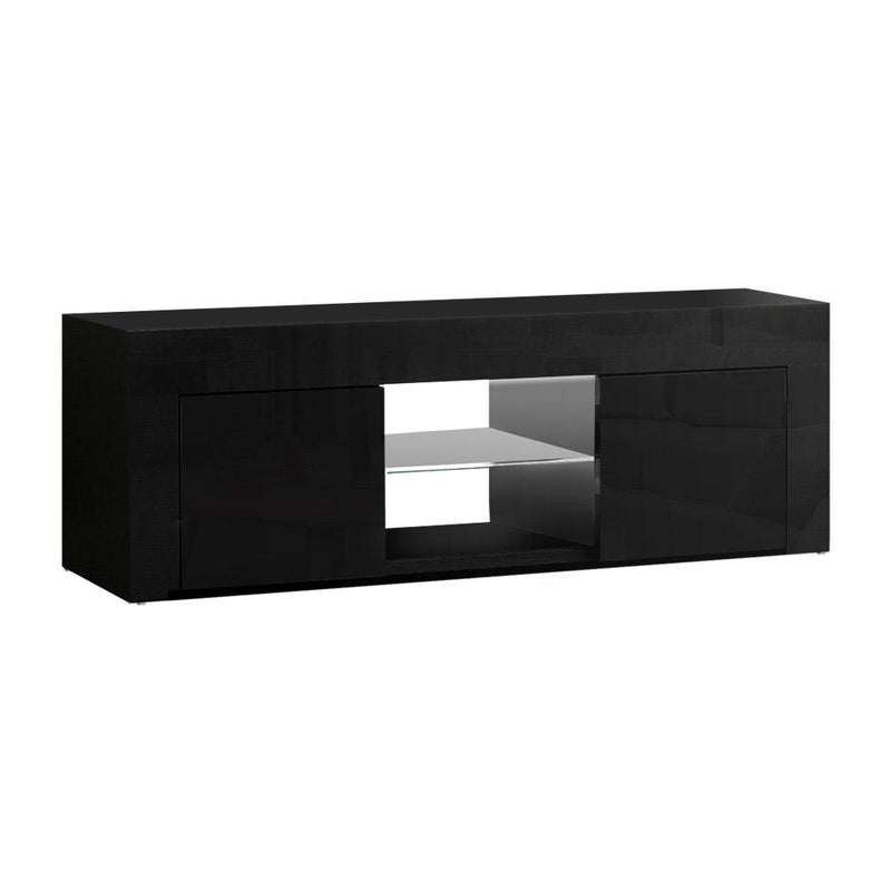 Artiss 130cm RGB LED TV Cabinet Stand Entertainment Unit Gloss Furniture Black - Payday Deals