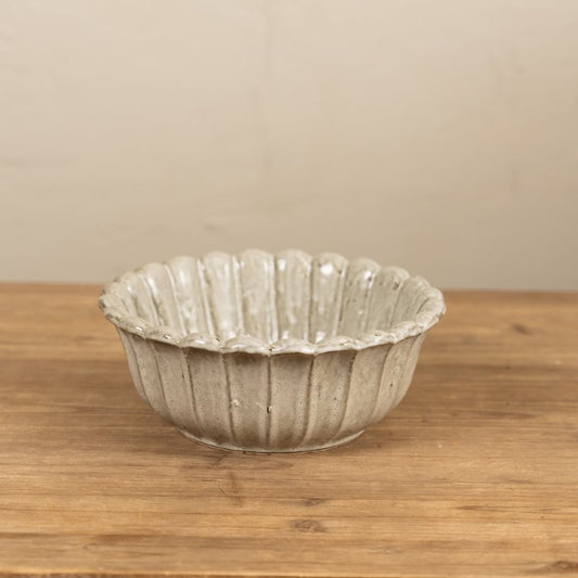 White Fluted Stoneware Bowl