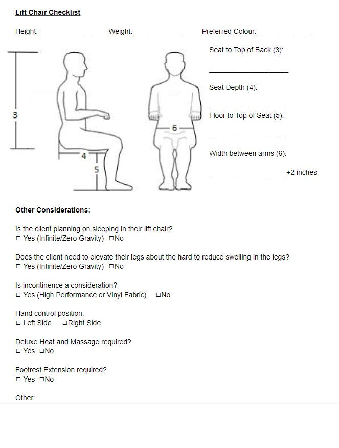 Lift Chair pre-purchase checklist