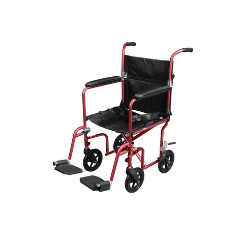 Medline Basic Aluminum Transport Chair 12in Red 1Ct