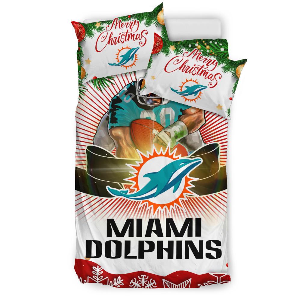 Colorful Gift Shop Merry Christmas Miami Dolphins Bedding