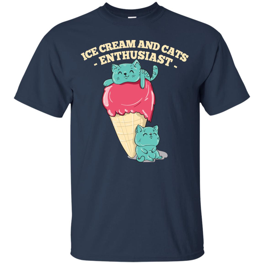 Ice Cream And Cats Enthusiast Tshirt For Kitten Lover