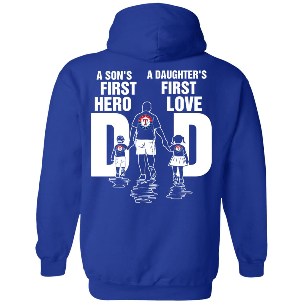 Son Is First Hero And Daughter Is First Love Texas Rangers Dad Tshirt