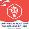 Contains as much iron as 2 gallons of milk* *2.5mg of iron in 1/3 cup of powder