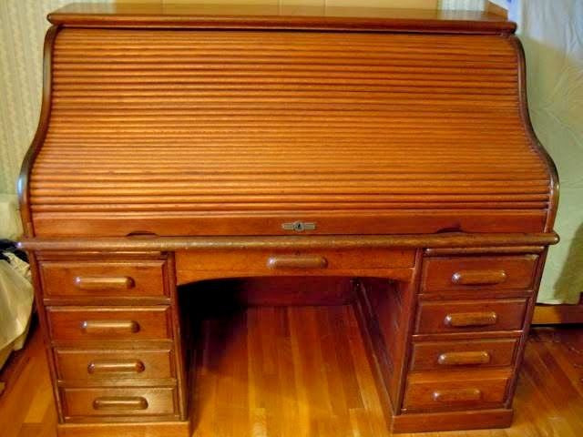 Antique Roll Top S Bankers Boston Derby Desk Oak Writing Office