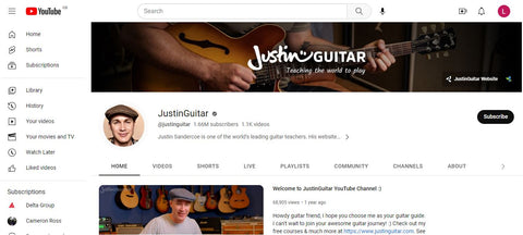 A list of the 10 most popular Guitar lesson channels on YouTube