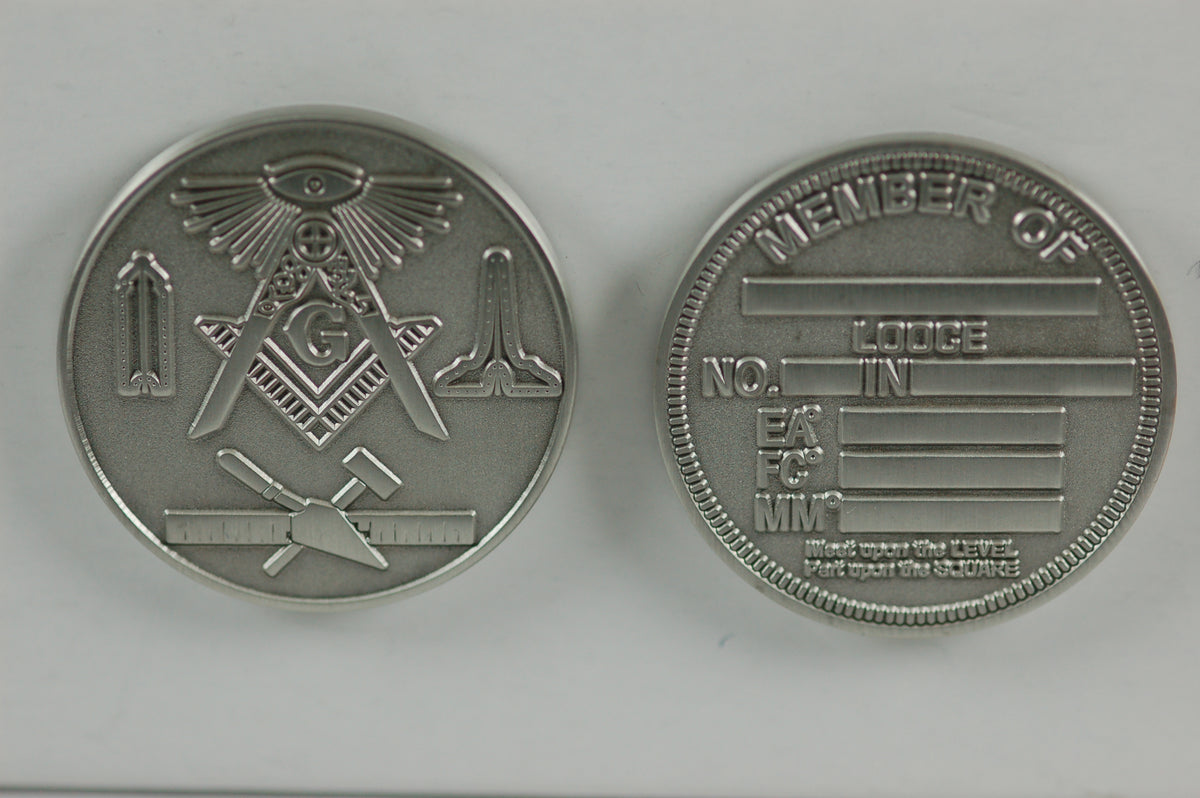 D8889 Masonic Coin Antique Silver - Dean Masonic Supply