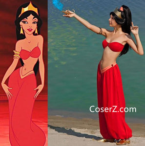 Princess Jasmine Red Outfit - Custom Red Jasmine Costume Adult – Coserz