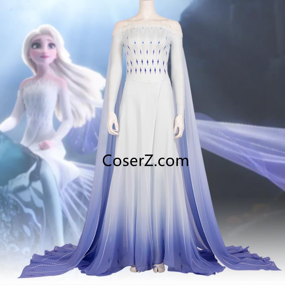 Elsa White Dress Frozen 2 Elsa White Cosplay Costume – Coserz