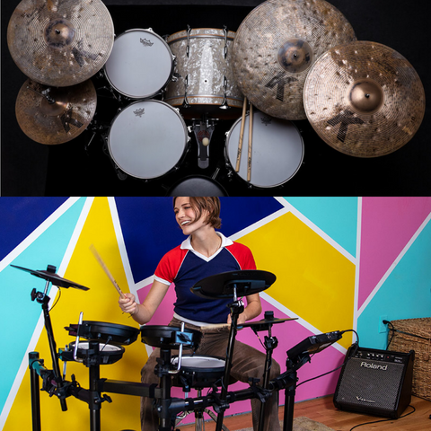 acoustic drums and electronic drums