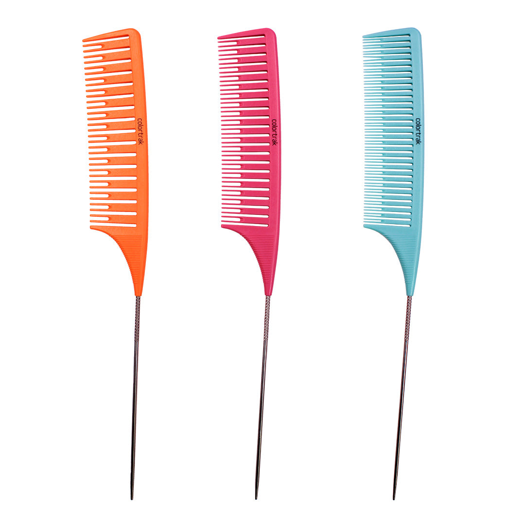 9 Fine Tooth Carbon - Anti-Static Metal Pin Tail / Foiling / Weaving Comb  by Giell