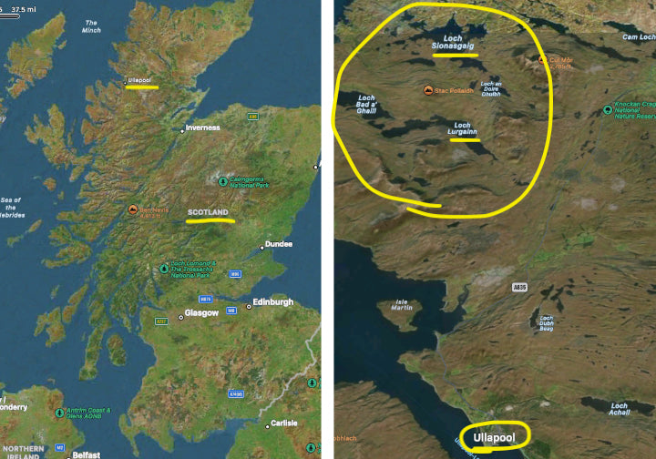 map of Scotland and map of Inverpollaidh region