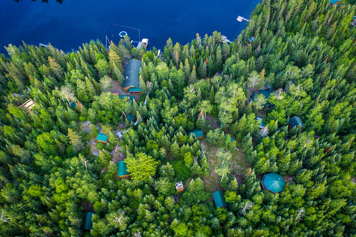 aerial view of Birchwood Wilderness Camp