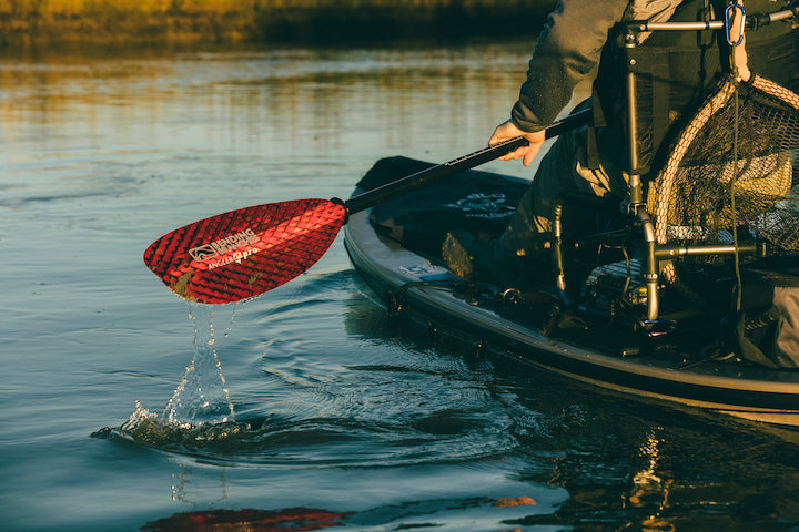 kayak angler with Bending Branches' Angler Pro kayak paddle in the new Copperhead design