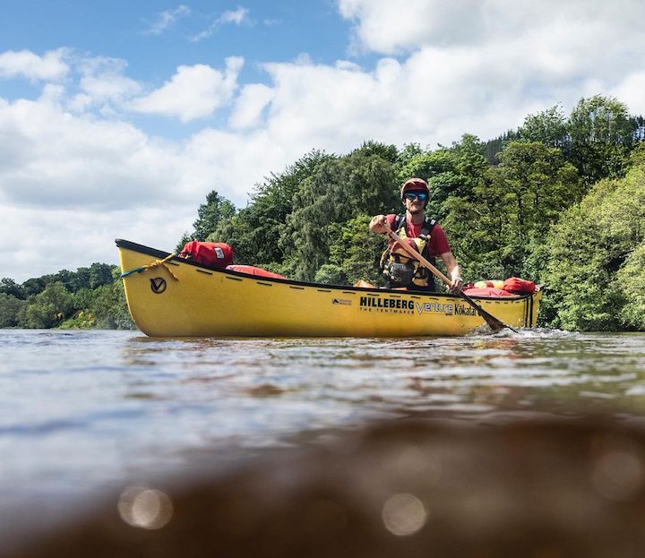 will copestake in a yellow canoe