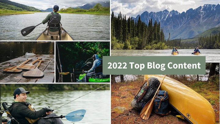 "2022 Top Blog Content" with several images of kayak anglers, canoists, canoes, etc.