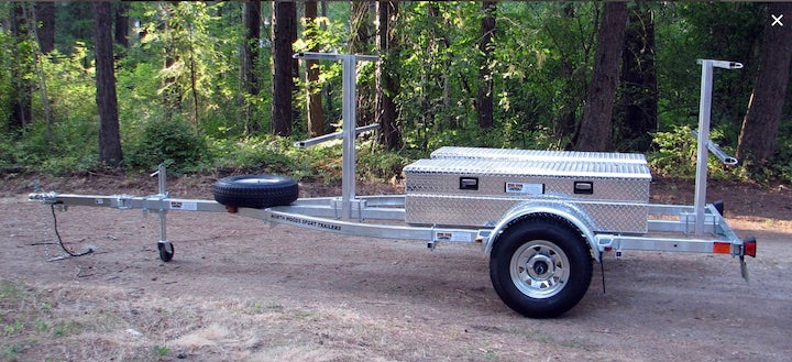 4-place canoe trailer with steel storage boxes by North Woods Sport