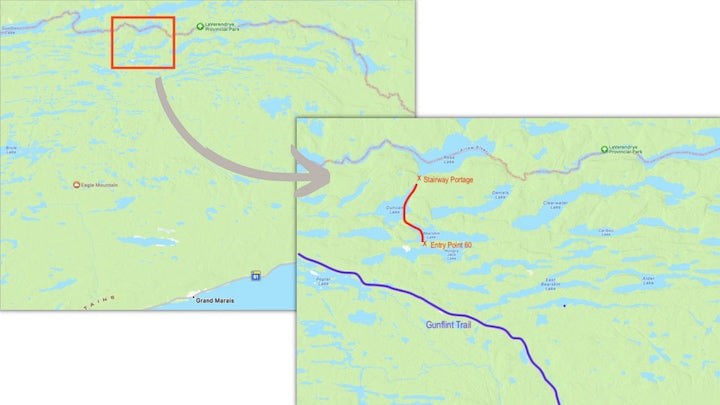 two maps that show the location of this canoe trip