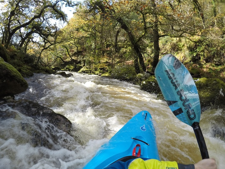 kayaker's view of a small whitewater run