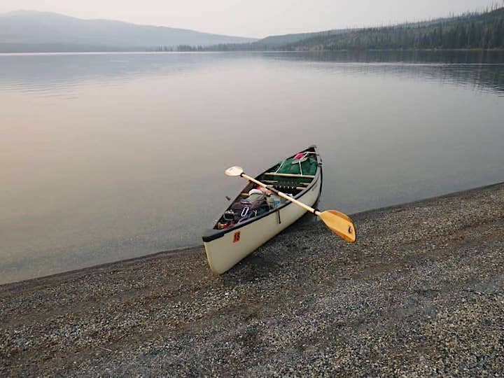 canoe and paddle, yellowstone nat'l park