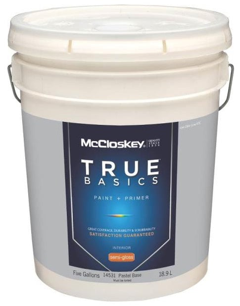 Mccloskey 14531 True Basics Interior Latex Semi Gloss Paint Pastel Base