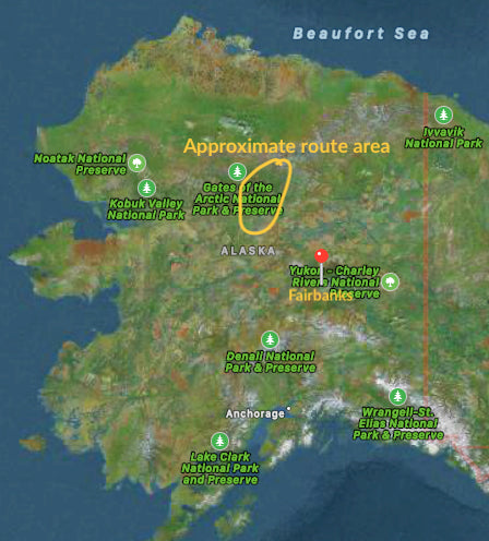 trip route map, alaska