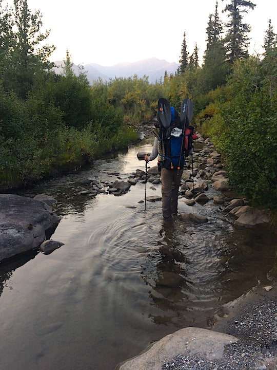 backpacking in a river, brooks range alaska