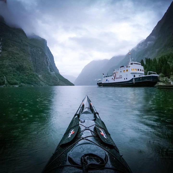 kayaking a busy waterway