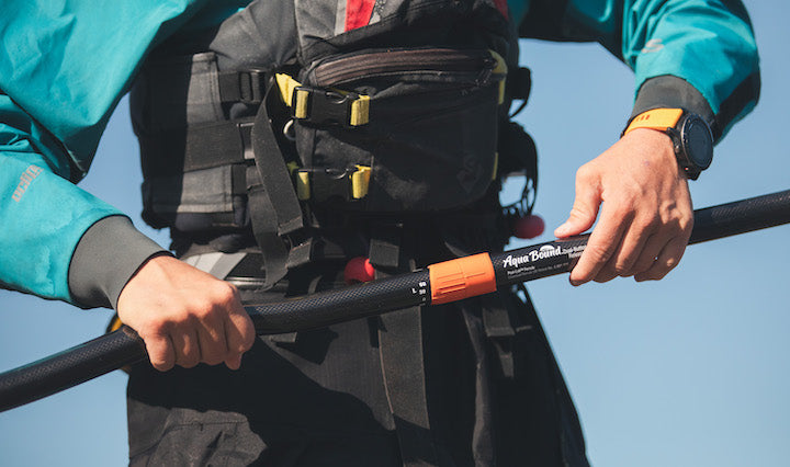 a close up of a kayak paddle's locking ferrule system