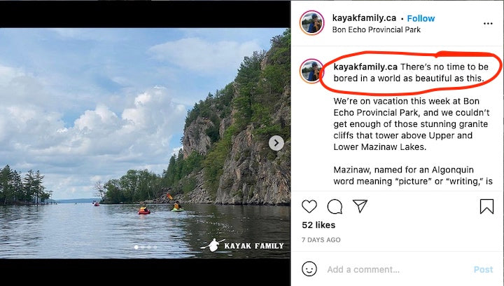 kayakfamily.ca instagram post