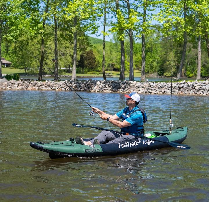 fishing from the Sea Eagle FastTrack Angler inflatable kayak