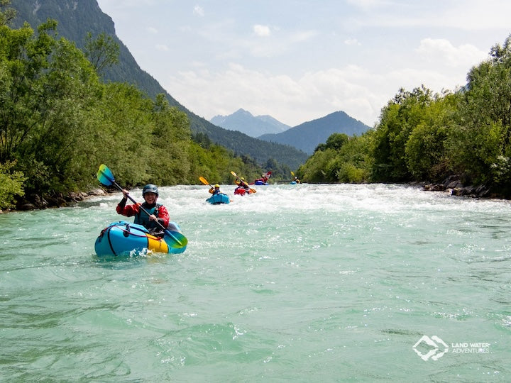 LWA group packraft a green river in the European mountains