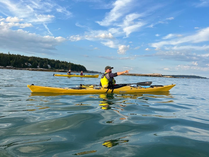Will Steinharter leads a kayak tour through Stonington Archipelago