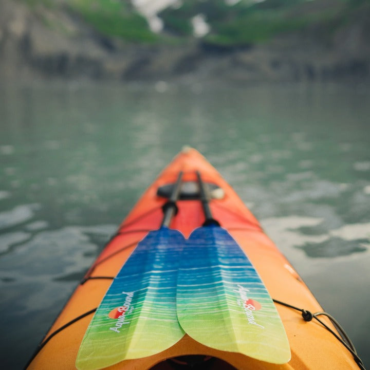 kayak with Tango Fiberglass kayak paddle