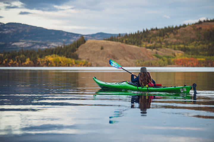 kayaker using new northern lights paddle