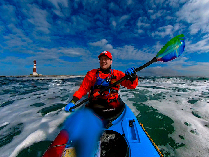 sea kayaker Reidar Sether in his kayak