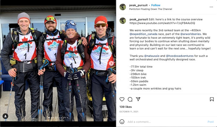 instagram post of Peak Pursuit with comments
