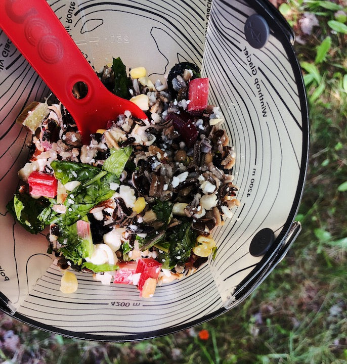 wild rice blueberry salad, kayak camping recipe