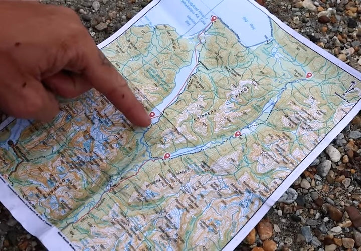 map of Scott's packraft/hiking route in NZ