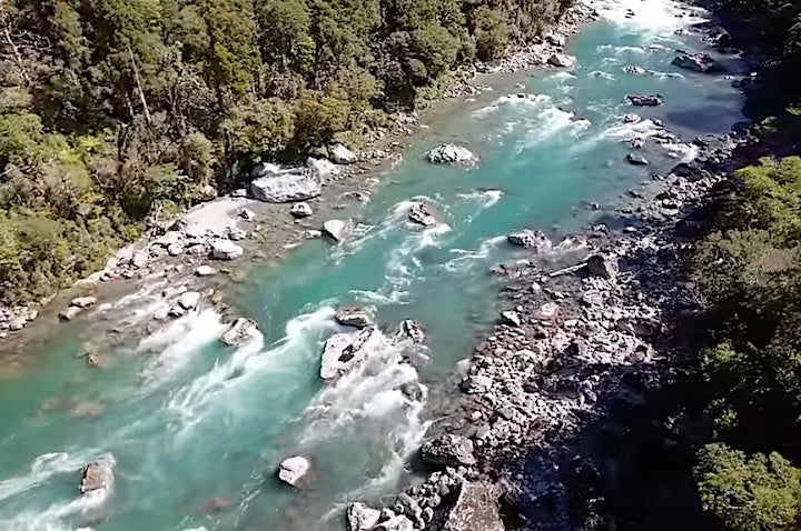 New Zealand's Hollyford River from above