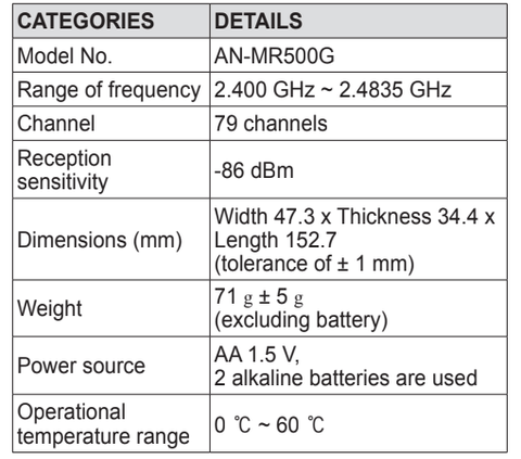 LG AN-MR500 Magic TV Remote Control Specifications