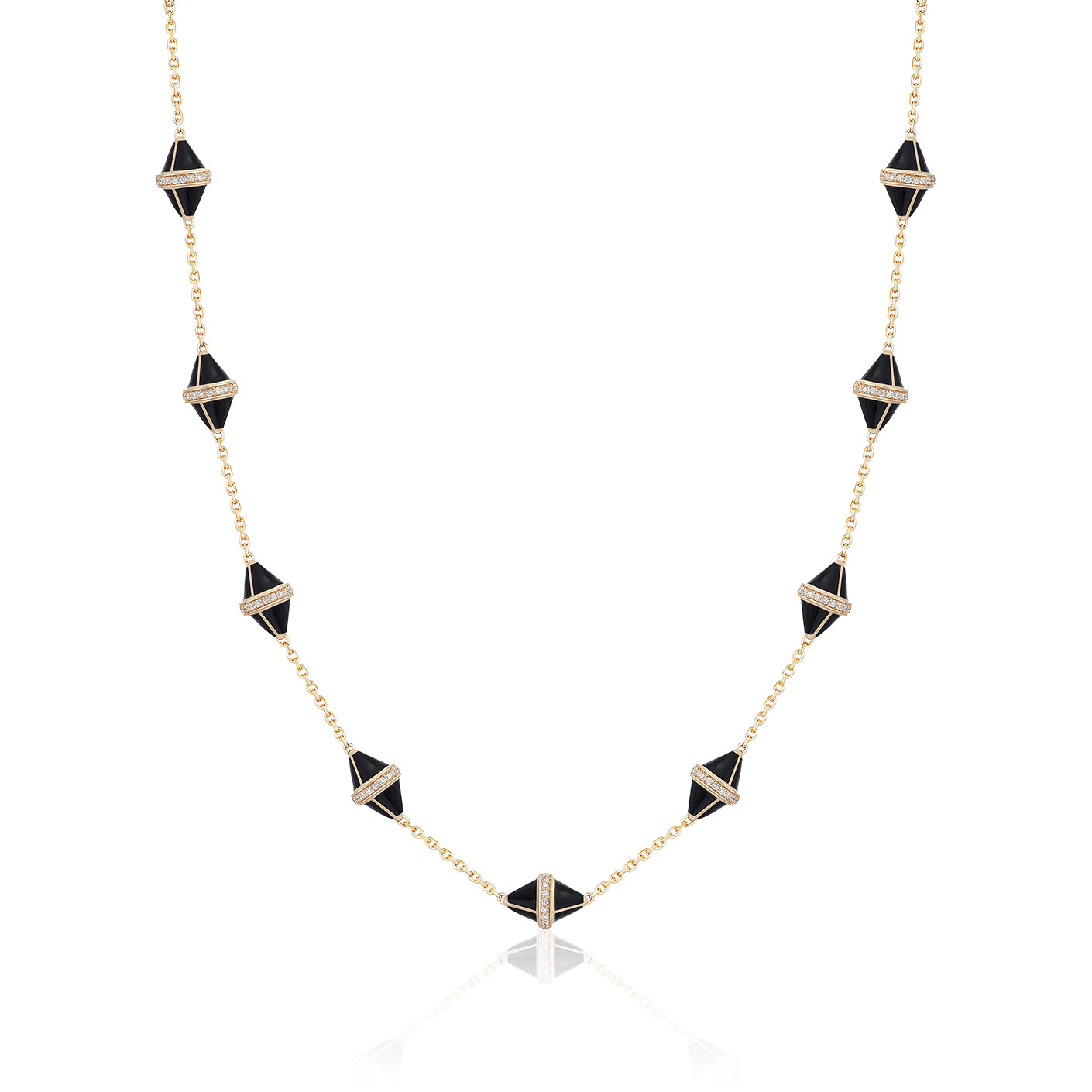 Tresor Iconec Necklace, 10 Motifs and Diamonds (Onyx)