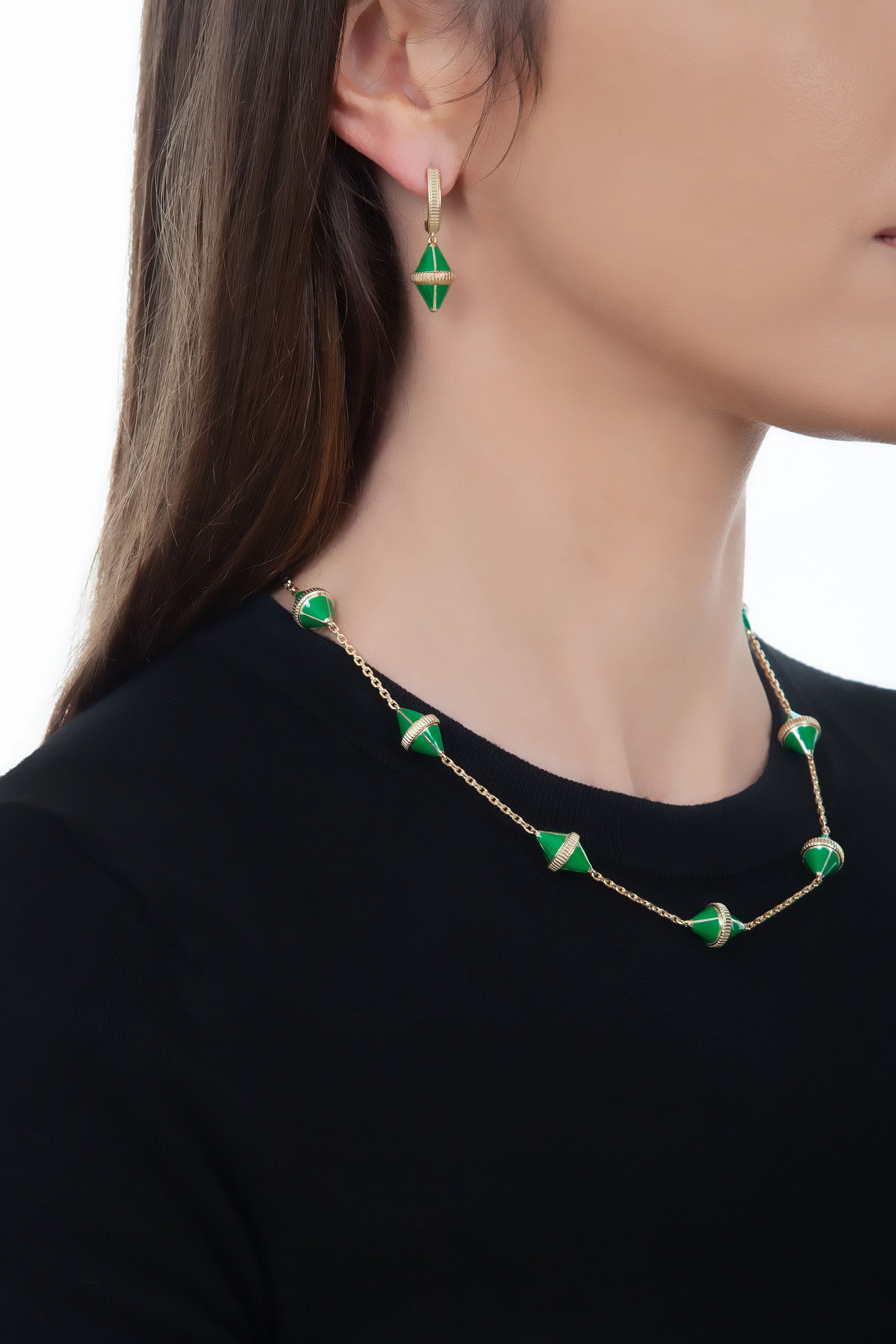 Tresor Iconec Necklace, 10 Motifs (Green)