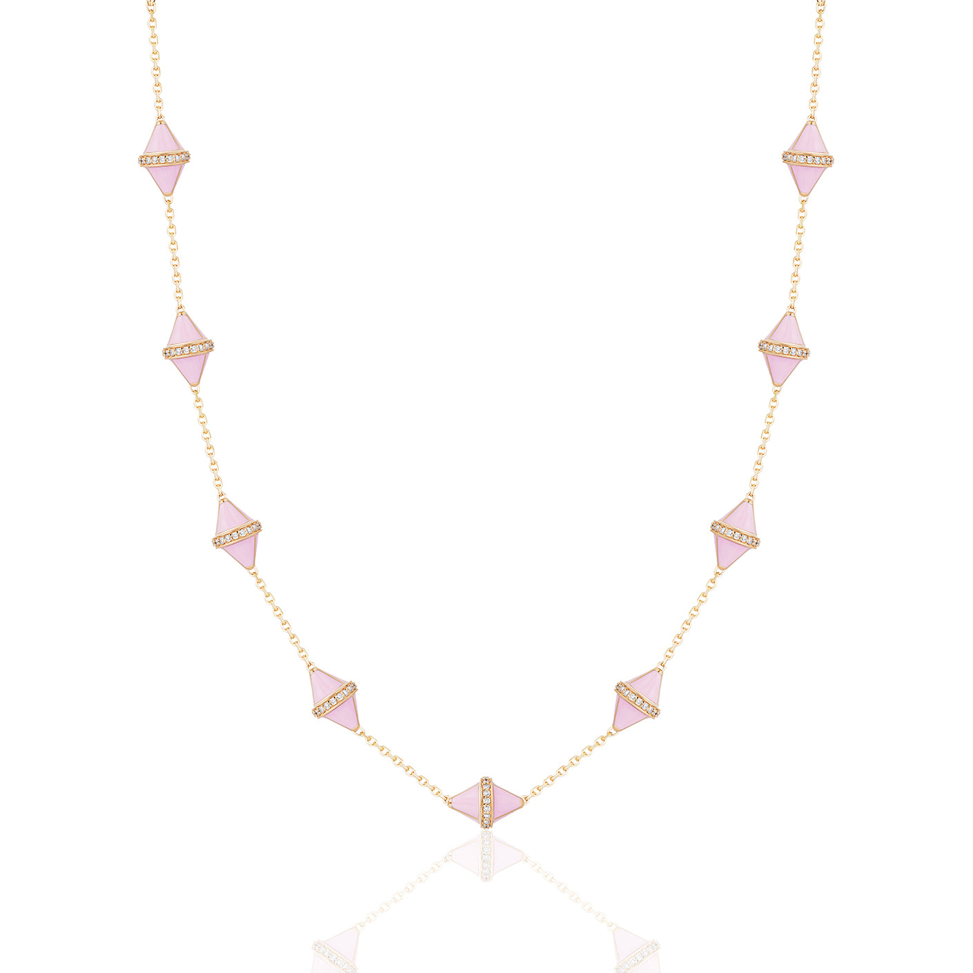 Tresor Iconec Necklace, 10 Motifs and Diamonds (Pink)