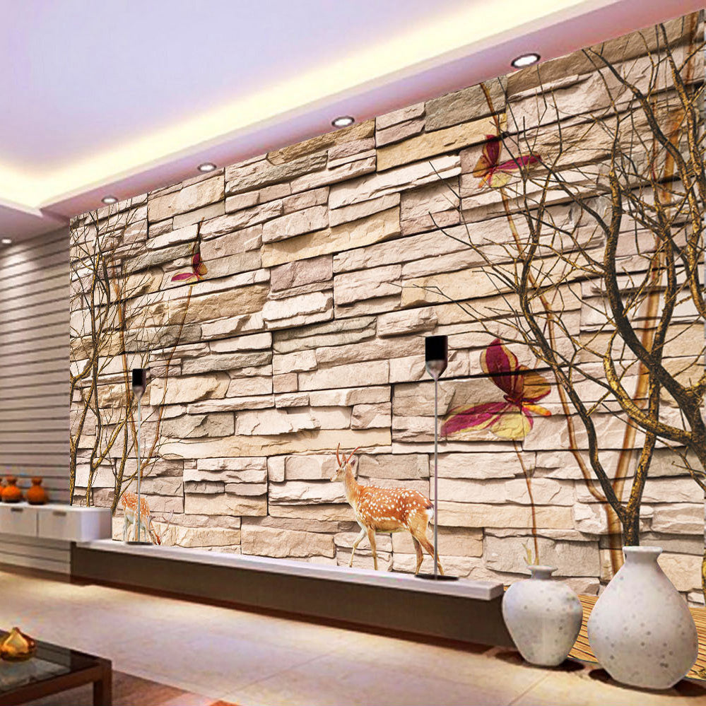 Home Improvement Modern 3D Embossed Brick Stone Wallpaper Wall Art