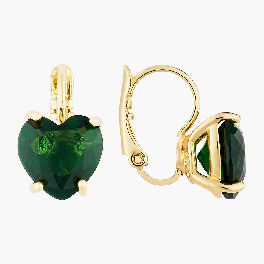 La Diamantine Emerald Green Heart Stone Diamantine sleeper earrings