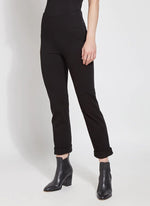 Image of Black  jeans with back pockets and cuffed leg, Boyfriend Denim